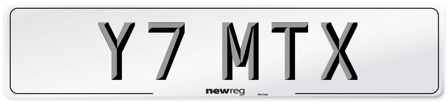 Y7 MTX Number Plate from New Reg